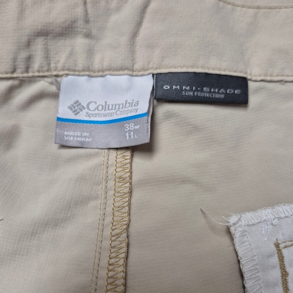 Columbia Mens Size 38W Cargo Shorts Beige Omni Shade Sun Protection Outdoor - Picture 4 of 6